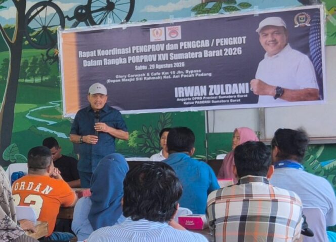 
					Ketua PABERSI Sumbar H. Irwan Zuldani Gelar Rakor Jelang PORPROV XVI 2026, Hadirkan 17 Pengcab/Pengkot se-Sumbar