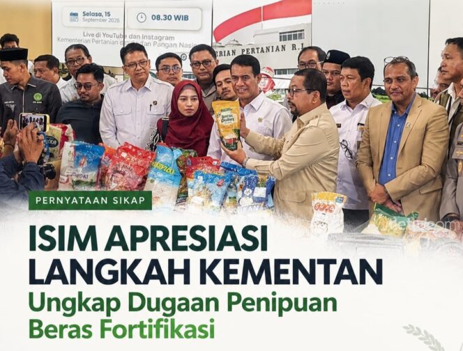 
					Founder ISIM Apresiasi Kementan Bongkar Dugaan Penipuan Beras Fortifikasi