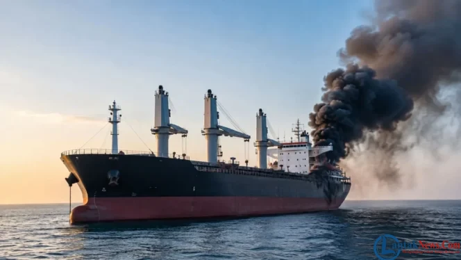 
					Tabrak Ranjau Supertanker Meledak di Selat Hormuz, Kapal LPG NV Sunshine Ikut Terbakar